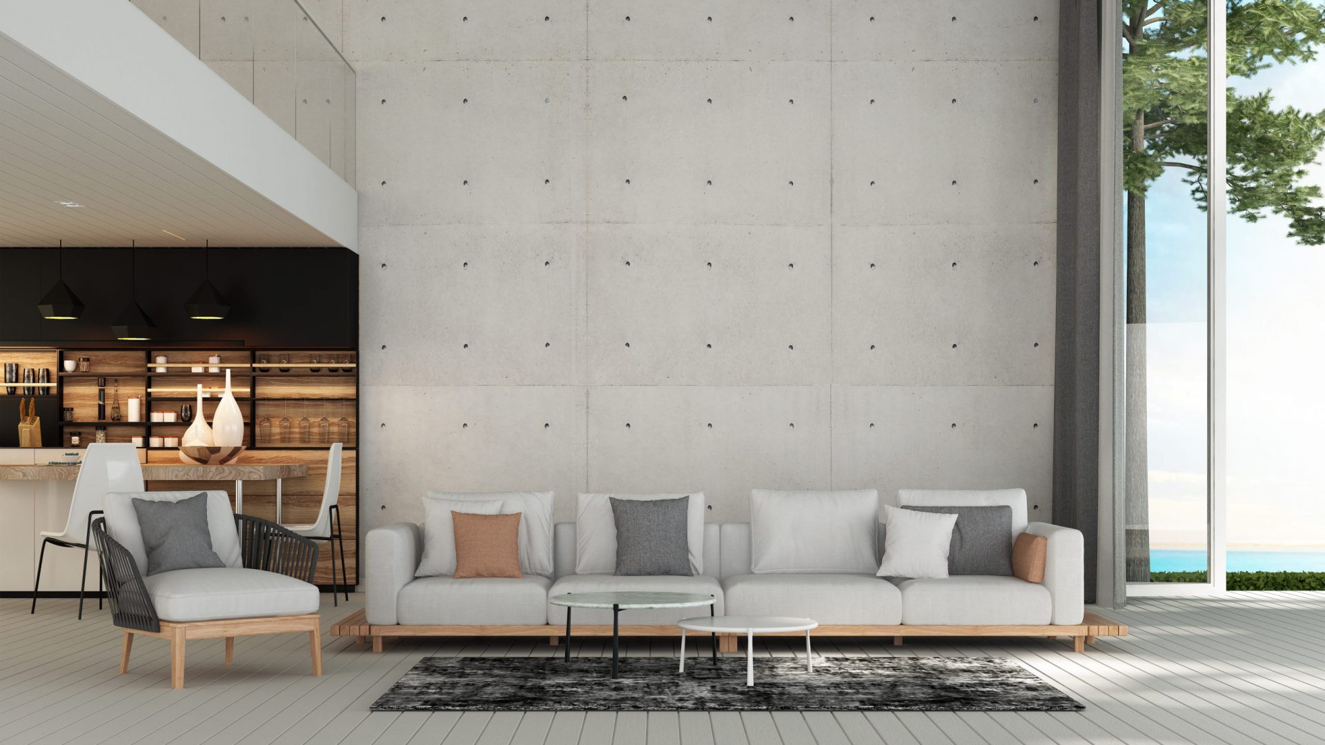 Modern luxury mediterranean living room interior design and conc